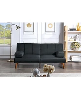 Black Color Polyfiber 2 Piece Sectional Sofa Set Solid Wood Legs Tufted Couch Adjustable Sofa Chaise