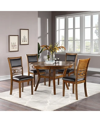 Walnut Wood Dining Table Set with Upholstered Chairs for 4
