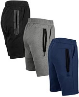 Galaxy by Harvic Men's 3-Pack Tech Fleece Performance With Heat Seal Zipper Pocket Shorts