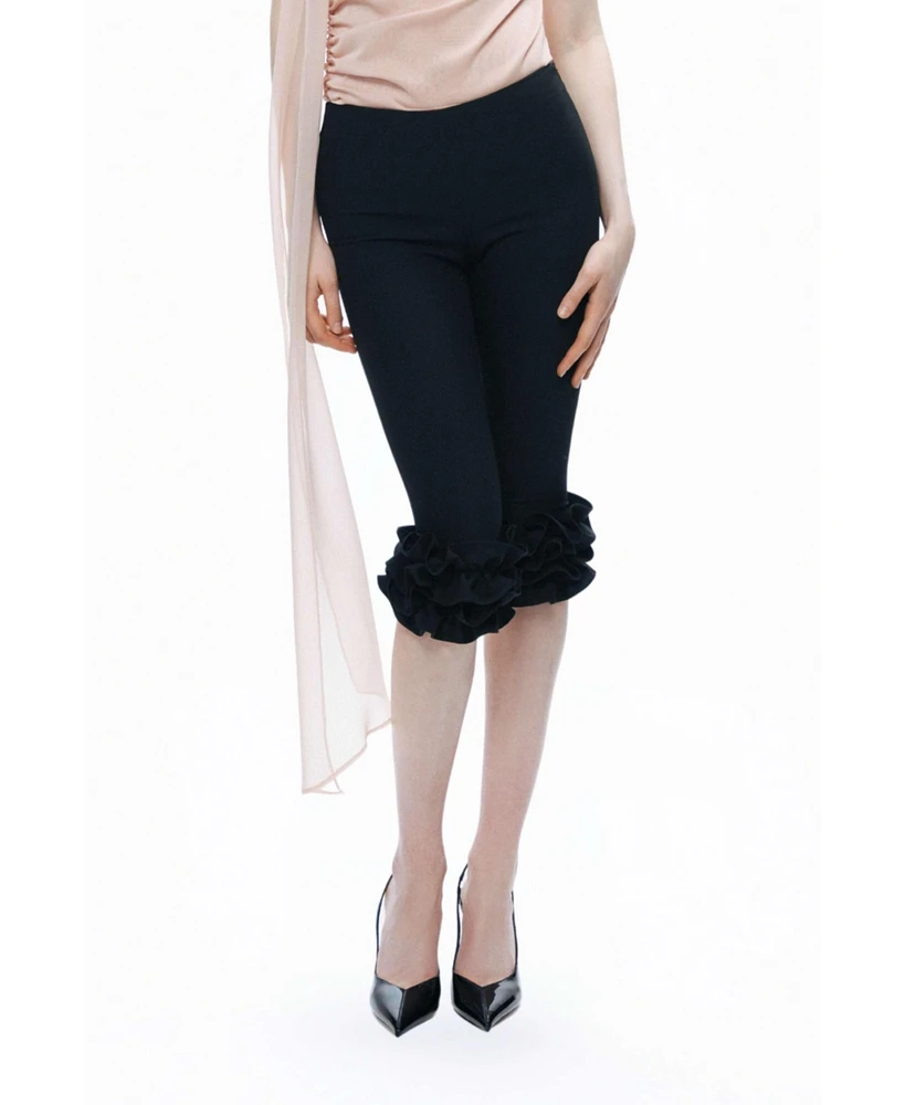 Nocturne Women's Bermuda Pants with Ruffle Details