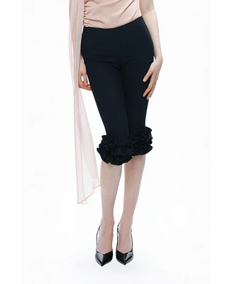 Nocturne Women's Bermuda Pants with Ruffle Details