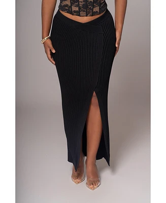 Jluxlabel Women's Hamptons Ribbed Slit Skirt
