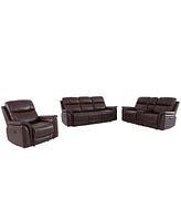 Tribesigns Mid Century Modern Electric Recliner Leather Sofa, Breathable 3-Piece Leather Power Reclining Sofa Set,3 Piece Luxurious Genuine Leather Re