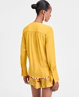 I.n.c. International Concepts Women's Surplice Long-Sleeve Blouse, Exclusively at Macy's