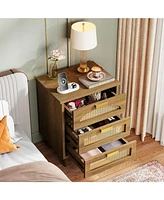 Tribesigns 3-Drawer Rattan Night Stand Side Table, Accent Bedside Tables End Table for Bedroom and Small Spaces, Easy Assembly (1)