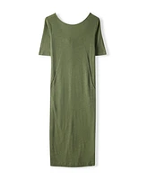 Celtic & Co. Women's Linen Blend Button Back Midi Dress