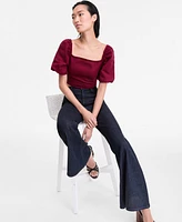 I.n.c. International Concepts Women's Puff-Sleeve Crop Top, Exclusively at Macy's