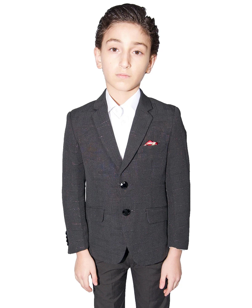Elie Balleh Toddler Black Slim Fit Windowpane Blazer