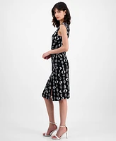 Connected Women's Printed Faux-Wrap Sheath Dress