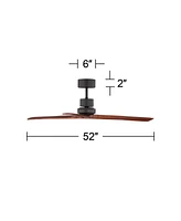 52" Delta-Wing Dc Rustic Farmhouse 3 Blade Indoor Outdoor Ceiling Fan with Remote Oil Rubbed Bronze Walnut Solid Wood Damp Rated for Patio Exteri