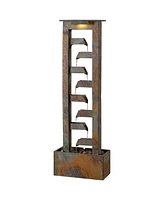 Zigzag Zen 49" Slate Stone Waterfall Fountain with Light - John Timberland