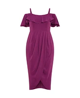 City Chic Plus Flirtation Drape Midi Dress