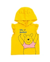 Winnie the Pooh Little Girls Disney Minnie Mouse Lilo & Stitch French Terry Tank Top Shirt Dolphin and Active Shorts to