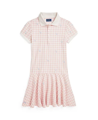 Polo Ralph Lauren Big Girls Plaid Floral Stretch Mesh Dress