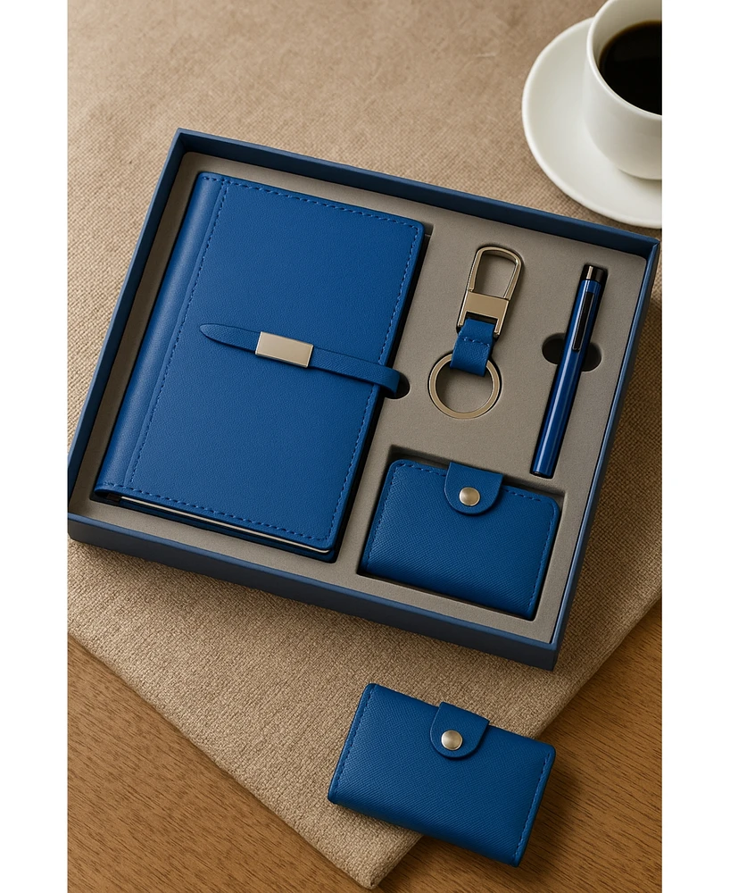 4 Pcs Travel Business Notebook Set-Blue