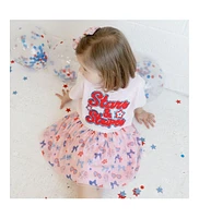 Sweet Wink Baby Girls Stars and Stripes Patch Short Sleeve T-Shirt