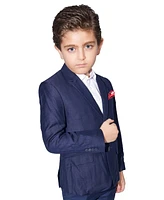 Elie Balleh Boys Navy Slim Fit Windowpane Jacket