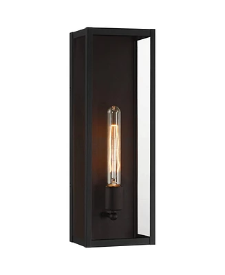 Cornell 18" High Modern Industrial Outdoor Wall Light Fixture Mount Porch House Exterior Outside Box Edison Bulb Sand Black Clear Glass Shade Fro