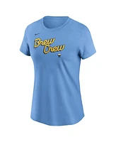 Nike Women's Powder Blue Milwaukee Brewers City Connect Wordmark T-Shirt