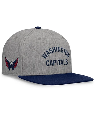Fanatics Men's Heather Gray Washington Capitals Elements Flat Brim Leather Strap back Hat