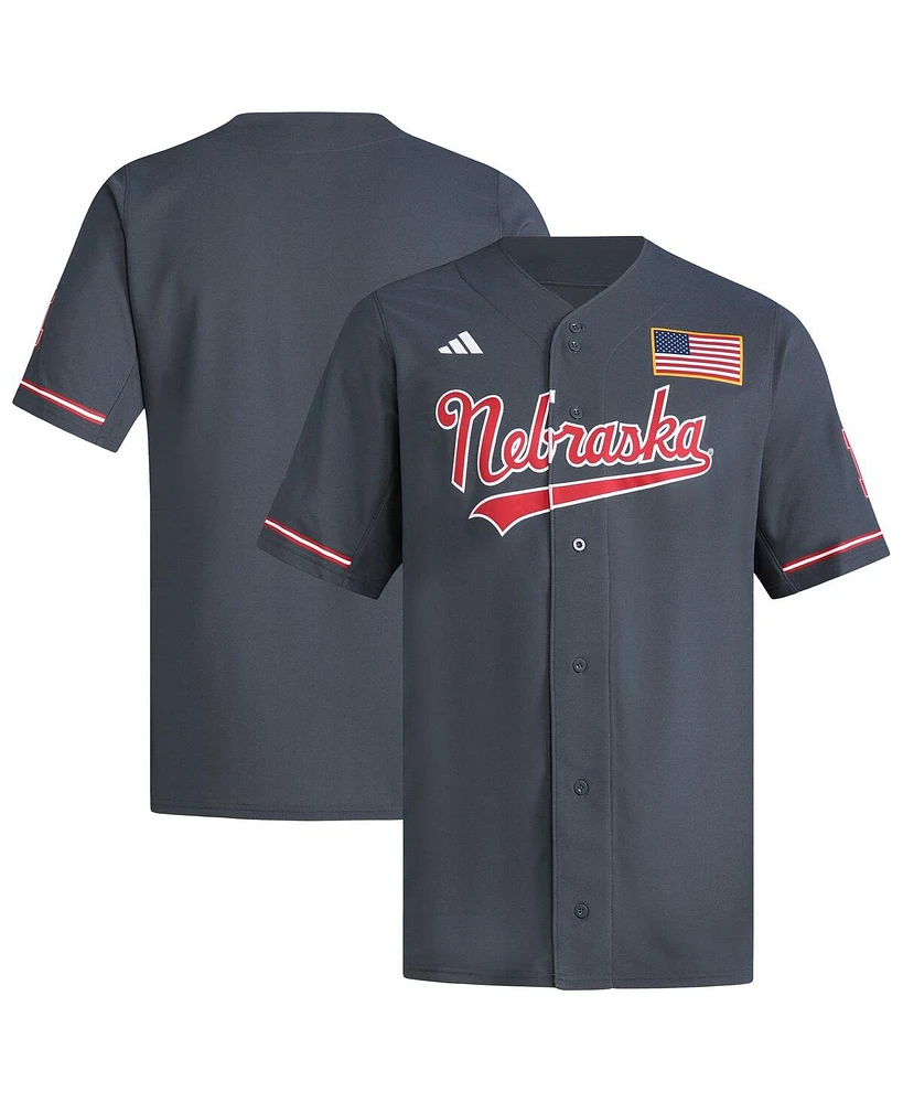 Adidas Men's Gray Nebraska Huskers Replica Baseball Jersey