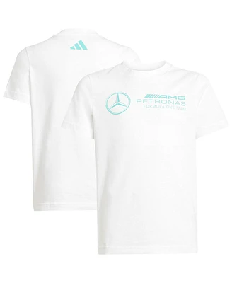 Adidas Big Boys and Girls White Mercedes-amg Petronas F1 Team Fan Wear Dna Alphaskin Graphic T-Shirt