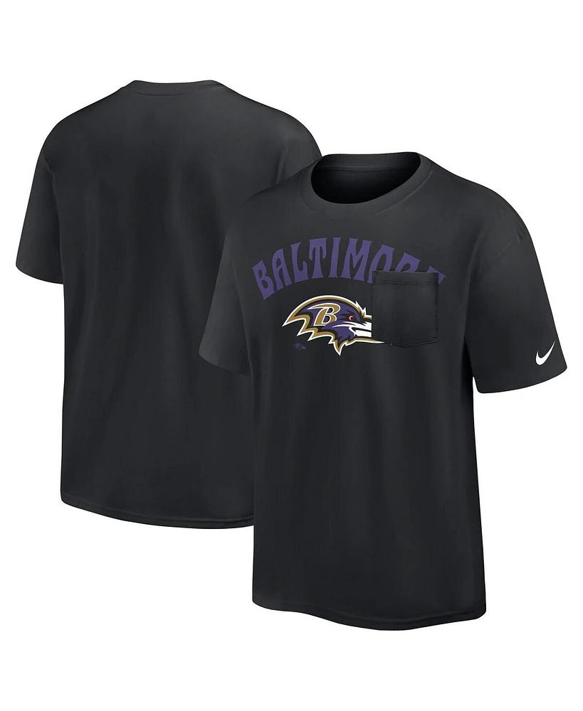 Nike Men's Black Baltimore Ravens Rewind Heavy Max 90 Pocket T-Shirt