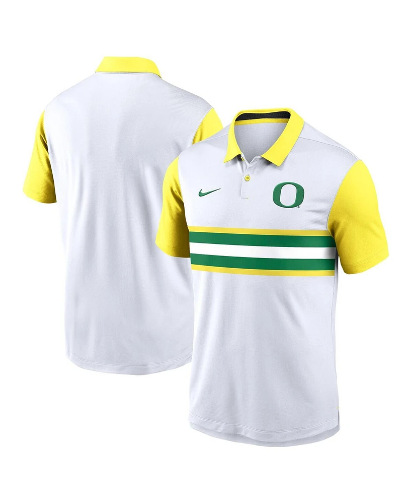 Nike Men's White Oregon Ducks Campus Pattern Vapor Performance Polo Shirt