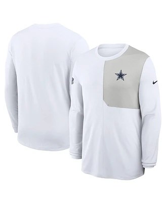 Nike Men's White Dallas Cowboys Sideline Coaches Uv Performance Long Sleeve T-Shirt