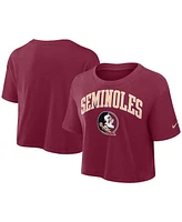 Nike Women's Garnet Florida State Seminoles Power Pursuit Athletic Prep Arch Performance Cropped T-Shirt