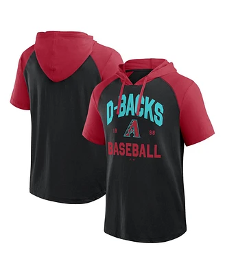 Fanatics Men's Black Arizona Diamondbacks Prime Raglan Short Sleeve Hoodie T-Shirt