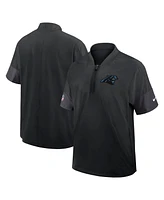 Nike Men's Black Carolina Panthers Sideline Short Sleeve Quarter-Zip Coach Jacket