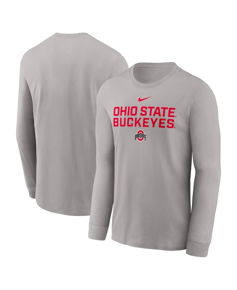 Nike Men's Gray Ohio State Buckeyes 2025 Sideline Performance Long Sleeve T-Shirt