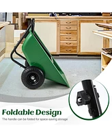Dual-Wheel Wheelbarrow Garden Utility Cart with Pneumatic Tires