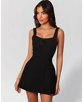Heiress Beverly Hills Women's Boucle Flower A-Line Mini Dress