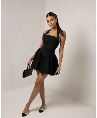 Heiress Beverly Hills Women's Halter Contour A-Line Mini Dress