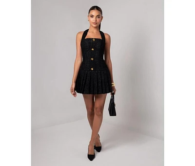 Heiress Beverly Hills Women's Tweed Flare Mini Dress