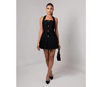 Heiress Beverly Hills Women's Tweed Flare Mini Dress