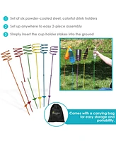 Outdoor Drink/Beverage Holder Stakes for Lawn
