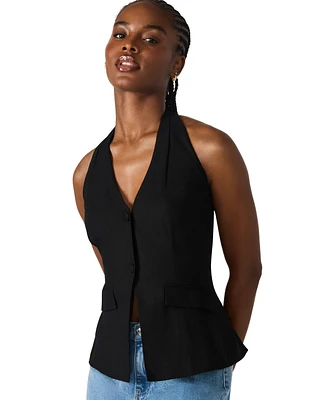 Steve Madden Women's Brielle Button-Front Halter Vest