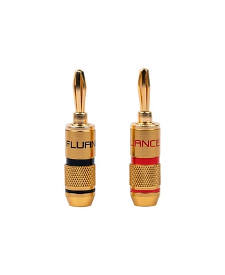 Fluance Banana Plug for Speaker Wire Double Screwed 24K Gold-plated color-coded connectors compatible with 16 to 12 Awg speaker wire for HiFi Sound Sy