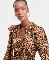 I.n.c. International Concepts Women's Animal-Print Volume-Sleeve Dress, Exclusively at Macy's