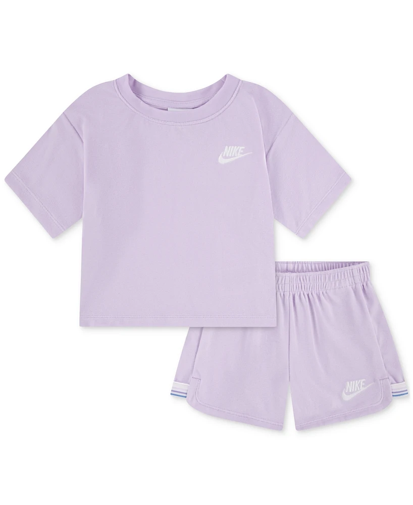 Nike Toddler Girls Let's Roll Towel Terry T-Shirt & Shorts, 2 Piece Set