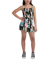 Hurley Big Girls Smocked-Bodice Floral-Print Romper