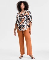 I.n.c. International Concepts Plus Printed V-Neck Top, Exclusively at Macy's