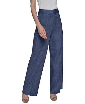 Karl Lagerfeld Paris Women's Pinstriped Wide-Leg Pants