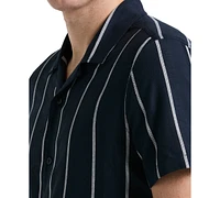 Perry Ellis Men's Short Sleeve Striped Button-Front Camp Shirt