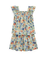 Polo Ralph Lauren Big Girls 2-Piece Floral Smocked Top and Skirt Set