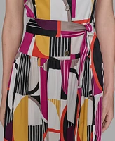 Karl Lagerfeld Paris Petite Abstract-Print Midi Dress
