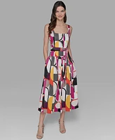 Karl Lagerfeld Paris Petite Abstract-Print Midi Dress